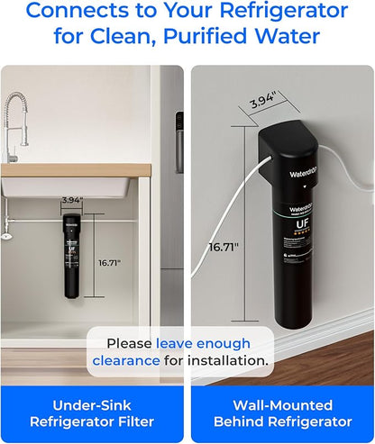 Waterdrop 15UC-UF 0.01μm Inline Water Filter for Refrigerator, 19K Gallons, In Line Water Filter for Icemaker, Idea for Ice Maker, RV, Refrigerator, 1/4 inch Direct Connect, NSF/ANSI 42 Certified