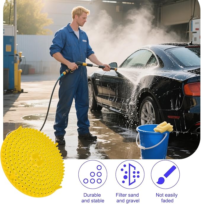 2PCS Car Wash Bucket Grit Trap Insert, 10.2" Vehicle Detailing Washing Filters for Dirt & Debris Trapping, Auto Collecting Sediment Cleaning Tool, Universal for SUV Sedan Truck (Yellow)