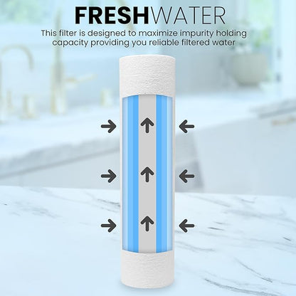 Metpure 6-Pack Sediment Filter 2.5"x10" 5 Micron Multi-Gradient Cartridge Replacement for Any Standard RO Drinking Water System, Whole House Filtration. Compatible with DuPont, Compatible with Pentek