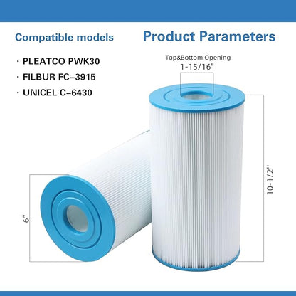 71825 Replaces Hot Springs Spa Filters, Compatible with Watkins 31489, Unicel C-6430, Pleatco PWK30, Filbur FC-3915, P/N0969601, 73178, 73250, 30 sq.ft.Pleated Fabric Filter Media 5 Pack