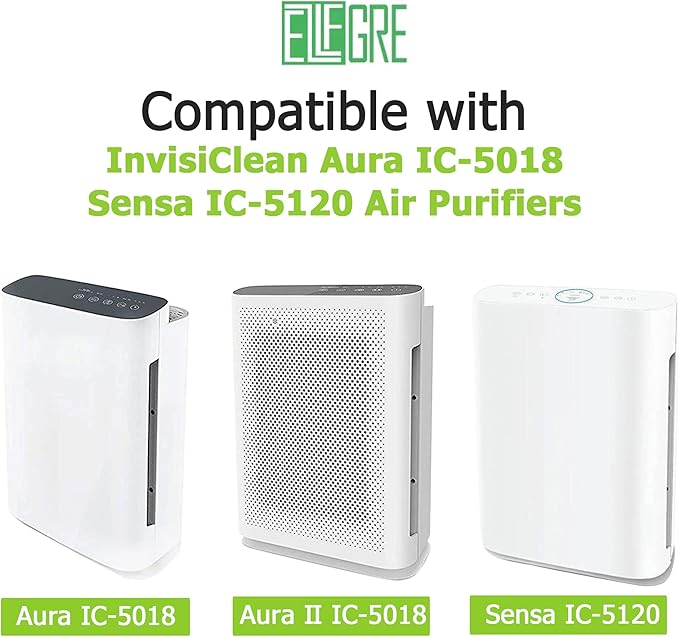 InvisiClean 2-Pack 3-in-1 H13 True HEPA Replacement Filter, Fit for Aura IC 5018 and Sensa IC 5120 Air Purifier