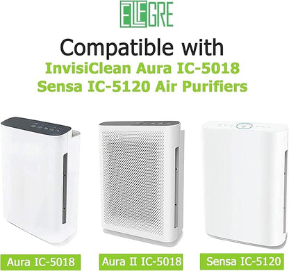 InvisiClean 2-Pack 3-in-1 H13 True HEPA Replacement Filter, Fit for Aura IC 5018 and Sensa IC 5120 Air Purifier