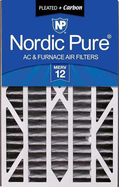 Nordic Pure 16x25x3 (Actual Size: 15 13/16 x 24 5/16 x 3) MERV 12 Plus Carbon Trion Air Bear Cub Replacement Air Filter 1 Pack