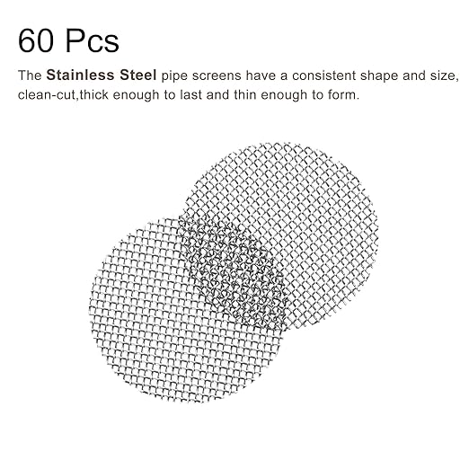 MECCANIXITY Pipe Screen Stainless Steel Screens, 1/2 Inch (12.7mm) Diameter for Pipe Filter, Pack of 60