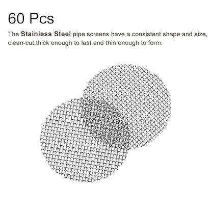 MECCANIXITY Pipe Screen Stainless Steel Screens, 1/2 Inch (12.7mm) Diameter for Pipe Filter, Pack of 60