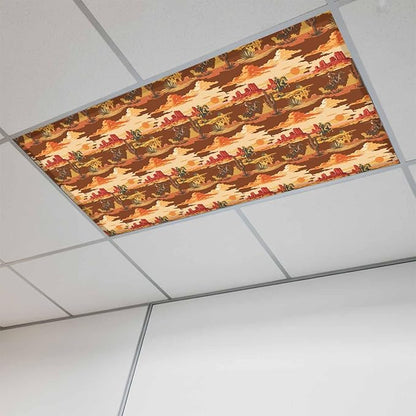 Tropical Plant Cactus Fluorescent Light Covers 1 Pack Western Cowboy Horse Sunset Deserts Brown Magnetic Fluorescent Ceiling Lights Filters for Office Classroom Home Drop Ceiling 4x2 Feet