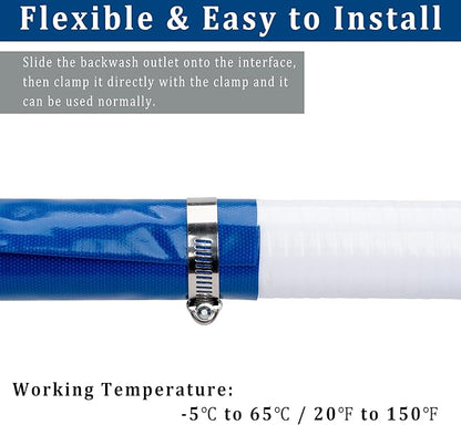 1-1/2 in x 100 ft Pool Backwash Hose Heavy Duty Drain Discharge PVC Lay flat General Purpose Vinyl Hose, Burst Resistant for Water Transfer Sump Pump Pool Filter (1.5in 100ft fiber reinforced hose)