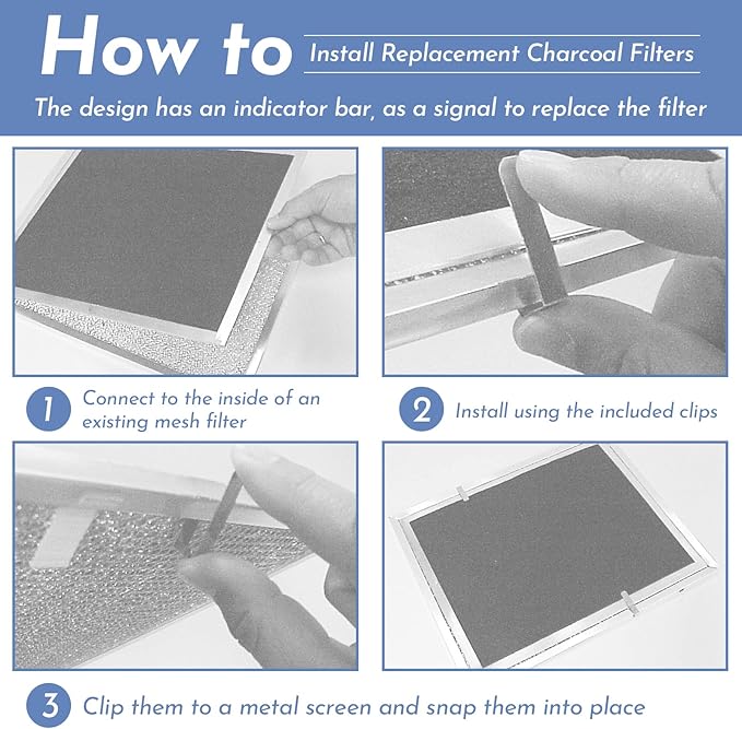 Upgrade HPF30 Charcoal Range Hood Non-Ducted Filter (with Clips), for Broan Nutone S97020466 Series Range Hood 14.6” x 12.8” x 0.14” Traps Odors Grease Filters Type XC - 2 Pack