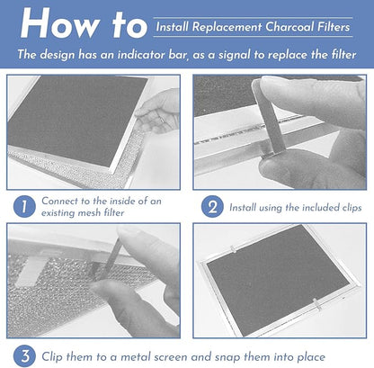 Upgrade HPF30 Charcoal Range Hood Non-Ducted Filter (with Clips), for Broan Nutone S97020466 Series Range Hood 14.6” x 12.8” x 0.14” Traps Odors Grease Filters Type XC - 2 Pack