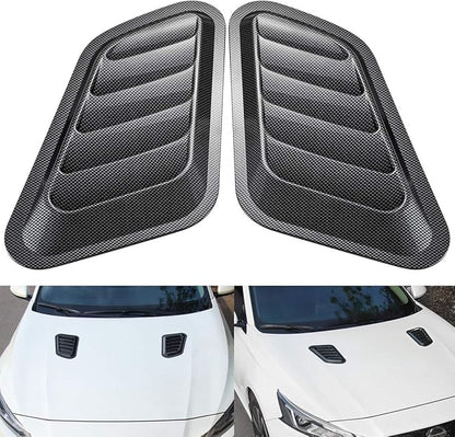 KaTur 1 Pair Universal Car ABS Decorative Air Flow Intake Scoop Turbo Bonnet Vent Cover Hood (Carbon Fiber)