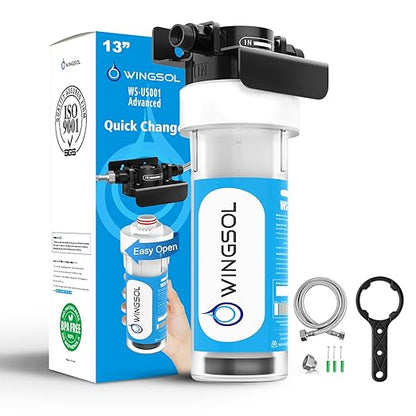 Water Filter for Sink Faucet, Reduce Heavy Metals/Chlorine/PFAS/PFOA/PFOS/Odor/Sediment, NSF/ANSI 42&53 Improve Taste, EZ Change Life Indication Mineral pH+ Under Sink Water Filter (Advanced)