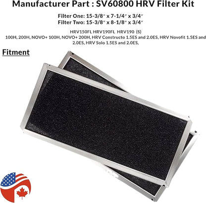 SV60800 HRV Filter Kit , 15-3/8 x 7-1/4 x 3/4 inches and 15-3/8 x 8-1/8 x 3/4 inches, 2-Pack