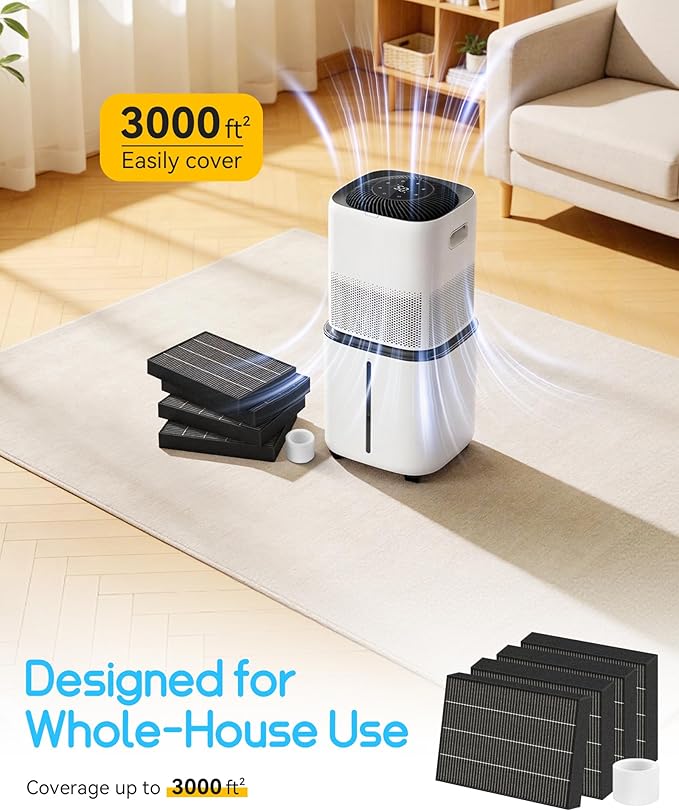 6000S Replacement Filter Kit Compatible with LEVOIT Superior 6000S Smart Evaporative Humidifier (8 Pack Gray Wick Filters and 8 Pack Sponge Filters)