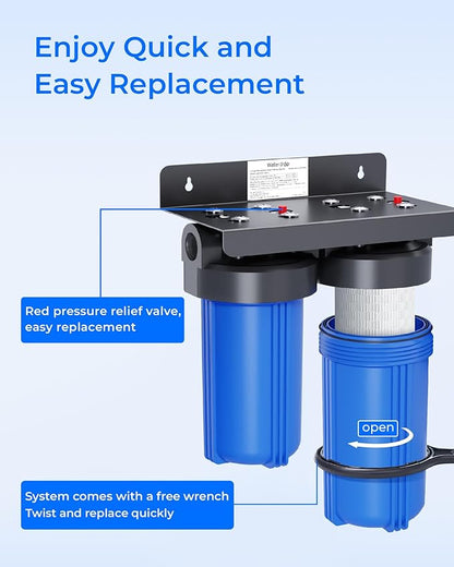 Waterdrop Whole House Water Filter, Sediment Filter, Reduce Chlorine Filter Cartridge, Replacement for GE® FXHTC, GXWH40L, iSpring, Culligan® RFC-BBSA, Whirlpool®, Any 10" x 4.5" System, 5 Micron
