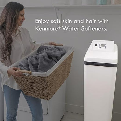 Kenmore 350 Water Softener System – 32,000 Grain Capacity Whole House Hard Water & Iron Reduction – Compact, Easy to Install, Salt Saving Technology