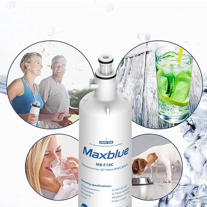 Maxblue Replacement for GE® RPWFE®, RPWF (with CHIP) Refrigerator Water Filter, Compatible with WSG-4, WF277, GFE28GMKES, PFE28KBLTS, GFD28GSLSS, PWE23KSKSS, GYE22HMKES, DFE28JSKSS, 4 Filters