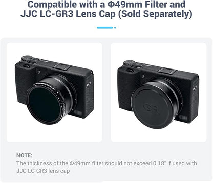 JJC AR-GR3X Lens Filter Adapter for Ricoh GR IIIx GR IIIx HDF GR3x GR3x HDF Digital Camera with GT-2 Tele Conversion Lens Replaces Ricoh GA-2 Lens Adapter, Compatible with 49mm Filter