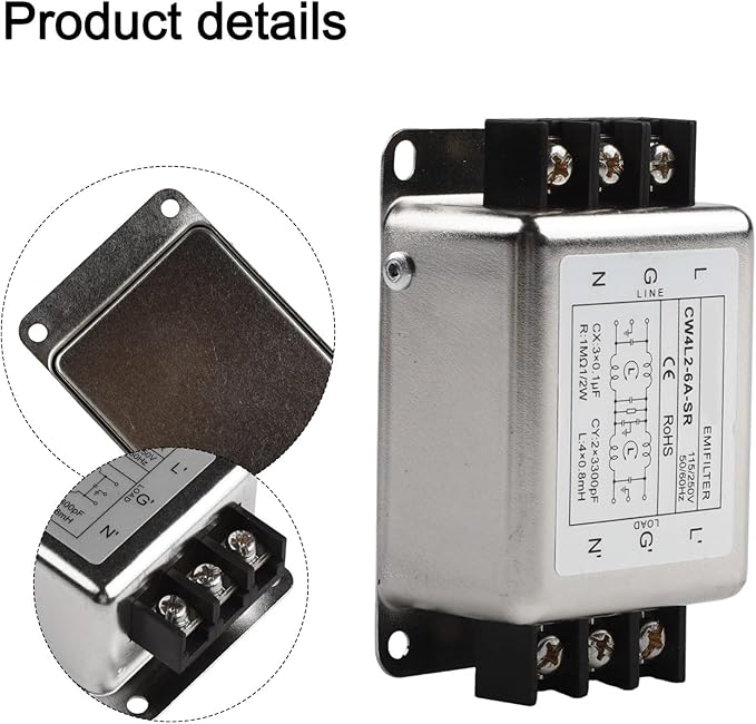 Single-Phase 2-Stage Power Supply Filter Anti-interference With Alloy Shell For CW4L2 Models Electrical And Electronic Equipment(6A)