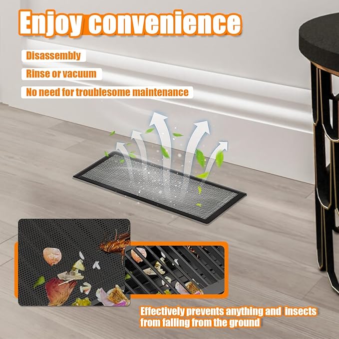 Magnetic Floor Vent Covers- 4"x10" Air Vent Screen Mesh Cover, Floor Register Vent Cover, Magnetic PVC Vent Mesh for Home Wall Ceiling Floor Air Vent Filters (4-Packs)