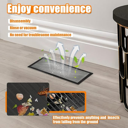 Magnetic Floor Vent Covers- 4"x10" Air Vent Screen Mesh Cover, Floor Register Vent Cover, Magnetic PVC Vent Mesh for Home Wall Ceiling Floor Air Vent Filters (4-Packs)