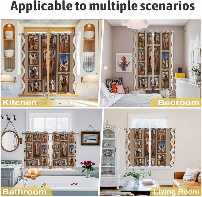 2 Panel Kitchen Cafe Curtains, Desert Camels Sunlight Filtering Nature Air Through, Home Decor Window Covering Tier Curtains for Bedroom Living Room Western Wildlife Brown Animals Country