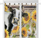 Retro Farmhouse Flower Living Room Curtains 84 Inch Length, Window Curtains Tab Top, Yellow Sunflowers Cow Barn Doors Brown Light Filtering Window Treatments Drapes 42"x84" 2 Panel