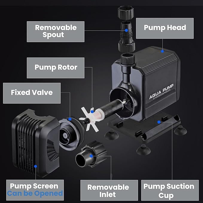900 GPH 45W Submersible Water Pump and 10 FT Tube for POND BOSS 8 inch Wide Weir Waterfall Spillway Waterfall Box