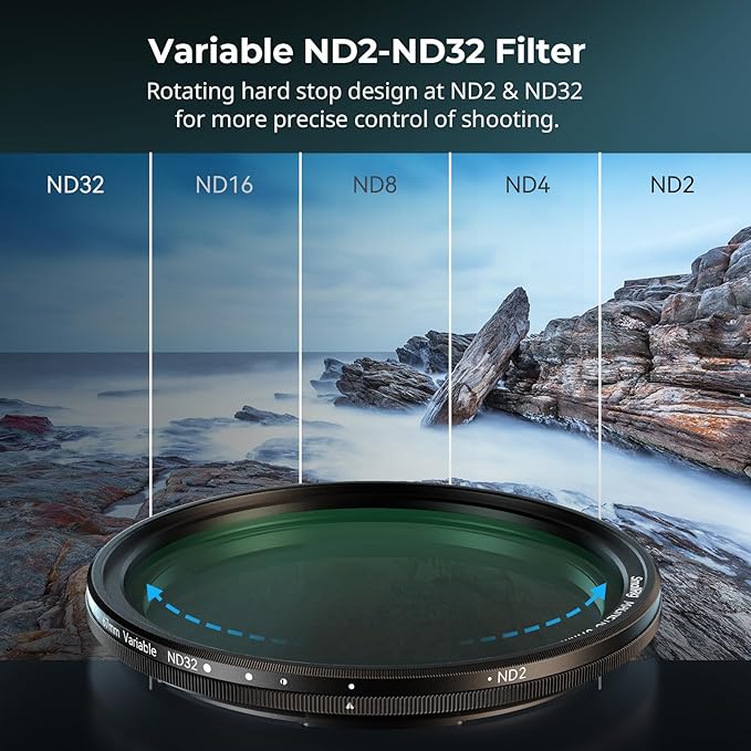 SmallRig 67mm Magnetic Variable ND Filter ND2-ND32 (1-5 Stops) + 67mm Threaded Filter Ring, No X Cross HD Optical Glass Waterproof Scratch Resistant Magnetic Adjustable Neutral Density Filter - 4581