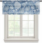 Navy Blue Retro Summer Sheer Valance Curtains, Sea Turtle Starfish Coral Ocean Light Filtering Kitchen Valances Rod Pocket Voile Curtain Window Treatment for Bedroom/Living Room/Basement 42Wx18L