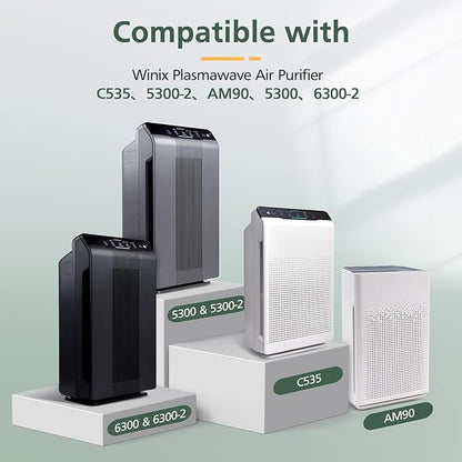 isinlive 115115 HEPA Replacement Filters A for Winix PlasmaWave 5300-2, C535, 6300, 5300, 6300-2, P300, AM90, 9000, 5000, 5000B, C909, 9800 Air Purifier, 4 Pack HEPA Filter, Size 21