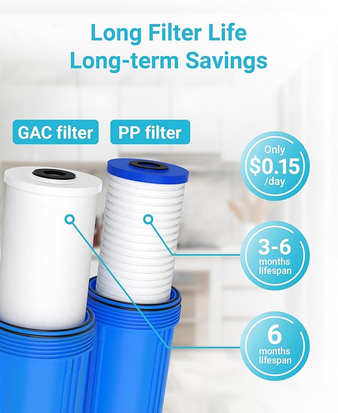 AQUA CREST Whole House Sediment and Carbon Water Filter, Replacement for GE® FXHTC, 3M® Aqua-Pure AP810, Culligan® RFC-BBSA, W50PEHD, GXWH40L, GXWH35F, DuPont WFHD13001, Pentek® R50-BB
