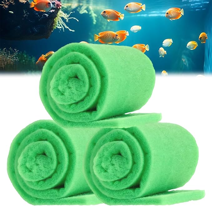 3PCS Aquarium Filter Floss - 12" x 78" (6.5ft per roll) - Total 19ft - 1" Thick Premium Polyester Filter Pad for Fish Tank - Mechanical Filtration, Crystal Clear Water, Fits Most Filters(19ft)