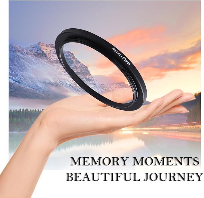 49-55mm Step-Up Ring Adapter, 49mm to 55mm Step Up Filter Ring for 49mm Lens Mount 55mm for DSLR Lenses and ND UV CPL IR Filters （49-55mm）