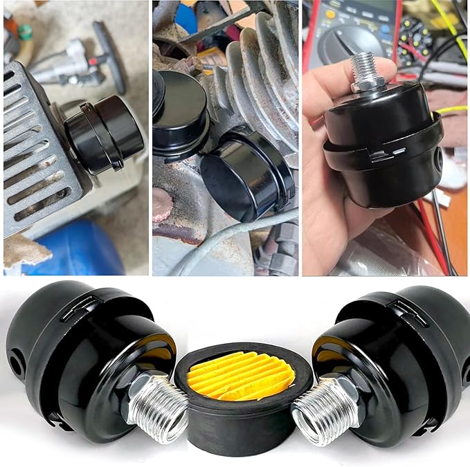 2 Pcs 1/2" Thread Air Compressor Silencer Filter, 20mm Metal Noise Muffler, Intake Filter Replacement for Generators, Blowers, Exhaust Ports, Air Compressor Parts
