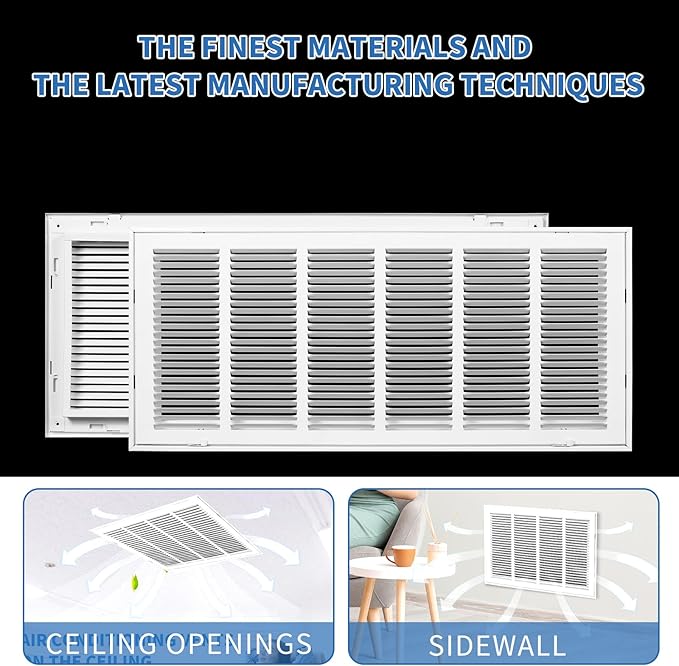 30x12 Return Air Grille [Duct Opening Size],Return Air Vent Cover for Wall Or Ceiling,Steel Return Air Filter Grilles Removable Face/Door for 1 Inch Filters (30"W x 12"H [Duct Opening])