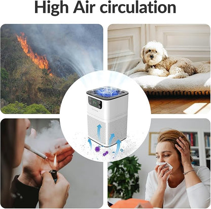 Air Purifiers for Bedroom Home, FETIONS Air Cleaner with Fragrance Sponge Sleep Mode 3-in-1 Filtration System, Compact with H13 HEPA Filter for Pet Dander Pollen Smoke Dust Odor,White,2 Pack