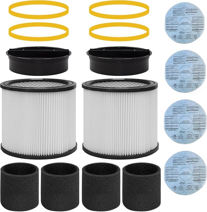 90304 Replacement Filter with Lid, Compatible with Shop-Vac 90304, 90350, 90333, Shop Vac 903-04-00, 9030400, 90595, 5 Gallon Up Wet/Dry Vacuum Cleaners, 2Pack
