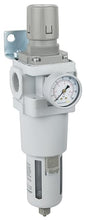 PneumaticPlus SAW600-N10BG Compressed Air Filter Regulator Piggyback Combo 1" NPT - Poly Bowl, Manual Drain, Bracket, Gauge