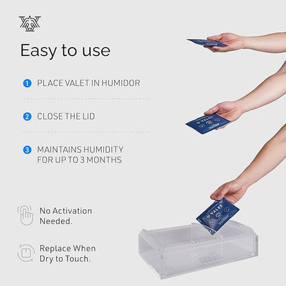 Valet 69% Two-Way Humidity Packs for Plastic Containers, 12-Pack, 60g Each, Humidifier Pack Prevents Leaks and Controls Moisture with Natural Craft Paper Design