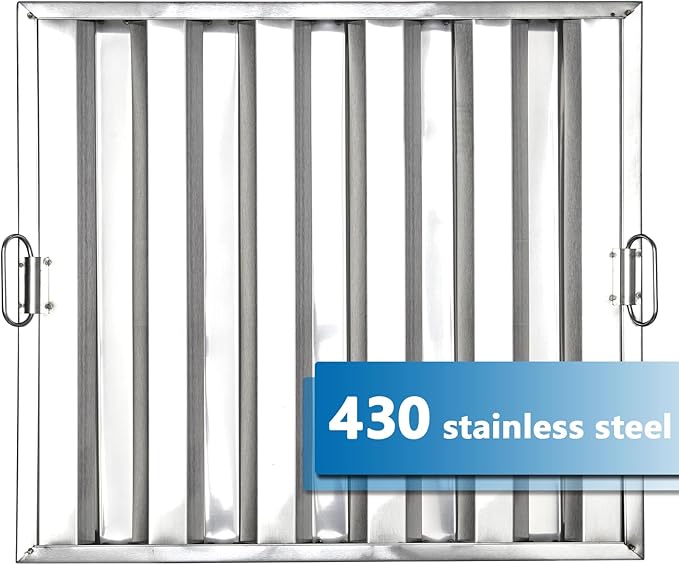 19.5 in x15.5 in Commercial Hood Filters - 430 Stainless Steel 5-Groove Baffle Filters for Restaurant Kitchen Exhaust Hoods Pack of 6