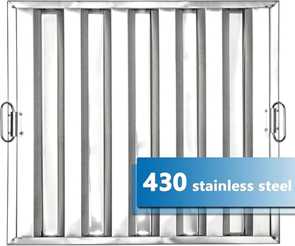 19.5 in x24.5 in Commercial Hood Filters - 430 Stainless Steel 5-Groove Baffle Filters for Restaurant Kitchen Exhaust Hoods Pack of 6