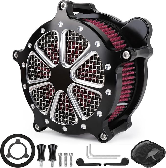 Twin Cam Air Filter Cleaner Intake Filter Compatibel with Harley Davidson Touring Trike 2008-206, Softail 2016-2017, FXDLS 2017, High Flow Air Filter