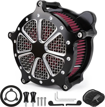 Twin Cam Air Filter Cleaner Intake Filter Compatibel with Harley Davidson Touring Trike 2008-206, Softail 2016-2017, FXDLS 2017, High Flow Air Filter