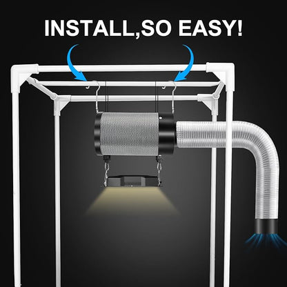 Atour 4'' Air Filtration Kit – 12-Speed Control, Quiet 14cm Fan & Carbon Filter. Includes 6.7' Ducting + Vent Cover. Perfect for Grow Tents, Indoor Gardens. Cool, Ventilate, Banish Odors – All-in-One.