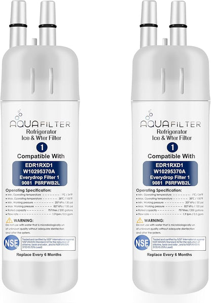 FILTER1 W10295370 A Refrigerator Water Filter Replacement Compatible for EDR1RXD 1 WATER FILTER W10295370 A Refrigerator Models (2-PACK)