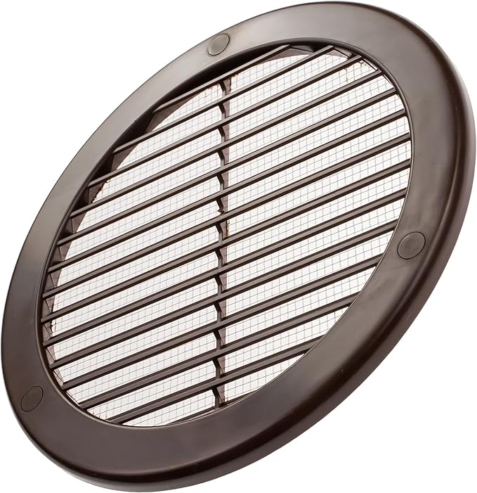 Vent Systems 6" Inch (Opening Dimensions) - Pack of 100 - Brown Soffit Vent Cover - Plastic Round Air Vent Grille - Built-in Mesh Screen - HVAC Register Louver for Bathroom, Home, Kitchen