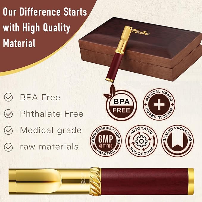 Reusable Washable Cigarette Filter Handcrafted Wood Metal Smoking Cigarette Filter Never Fade Cigarette Holders Reduces Tar Nicotine Birthdays Father Day Gift Wooden Gift Box