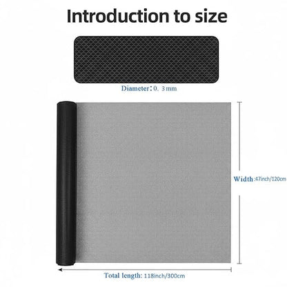 20 Mesh 304 Stainless Steel Mesh Screen, 47''×118''（120cm×300cm） Wire Screen Mesh, Rust Free Woven Wire Mesh, Metal Mesh Screen for Air Vents, Window Screen, Filters, Cage,Garden Covers (Black)