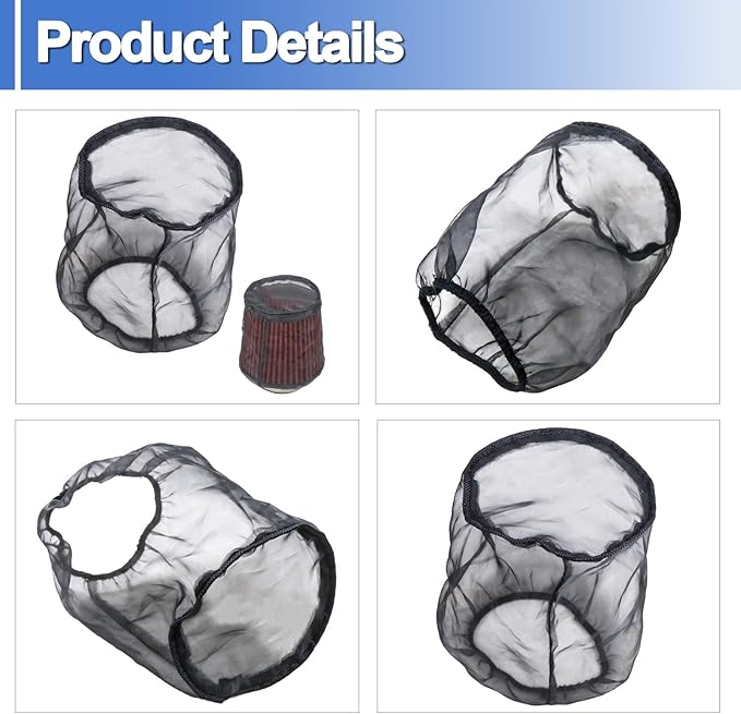 Air Filter Cover Small Dustproof Protective Cover Fits for Harley Davidson Touring Model Universal Cold Air Intake Filter Sock Wrap (Size S), 1 Pack