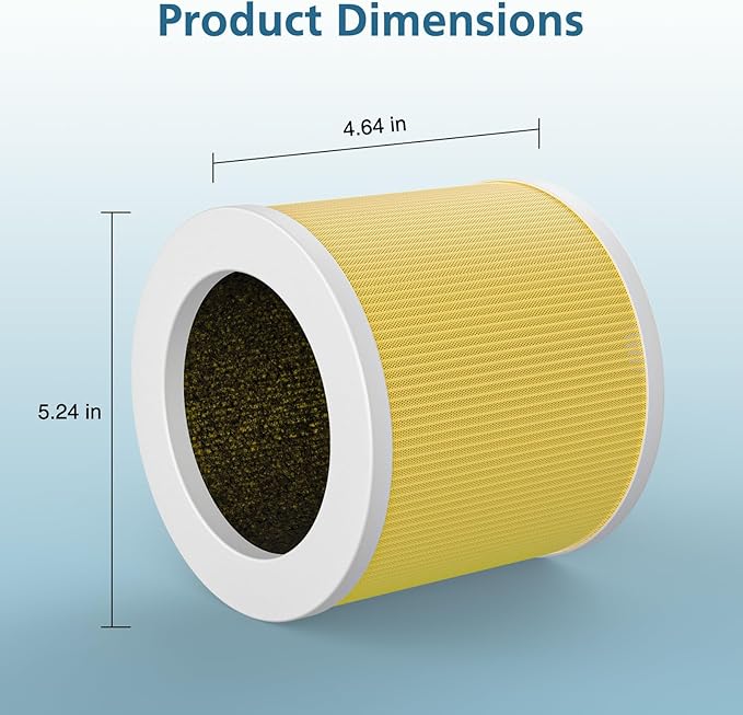 2 Pack A1 Pet Replacement Filter Compatible with VEWIOR Air Purifier HQSC-50, HQKJ-80, AMEIFU AP01W, 3-in-1 HEPA Air Cleaner Filter, Yellow